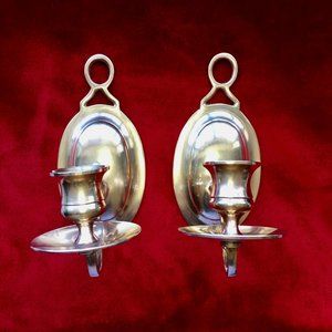 Pair of Antique Brass Candle Holders / Sconces